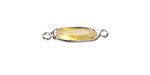 Yellow Crystal Elongated Oval Link in Silver Finish Bezel 22x6mm