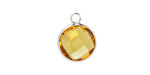 Yellow Crystal Round Drop in Silver Finish Bezel 12.8x16.5mm
