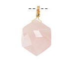 Rose Quartz w/ Gold Finish Faceted Hexagon Wire Wrapped Pendant 20x25mm