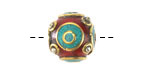 Nepalese Brass Rings w/ Resin Coral & Turquoise Round Bead 15-16mm