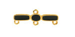 24K Gold (plated) Jet Enamel Oval & Rectangle 1:3 Focal Link 30x11mm