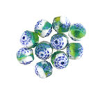 Czech Glass Fresh Mint w/ Cobalt Wash Lantern 8mm