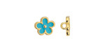 24K Gold (plated) Turquoise Enamel Daisy Button 10mm