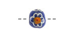African Glass (Krobo) Blue Powder-Cast Hand-Painted Daisy Round 10mm