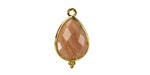 Peach Moonstone w/ Gold Finish Faceted Teardrop Focal 12x21mm