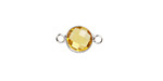 Yellow Crystal Round Link in Silver Finish Bezel 14.5x8.5mm