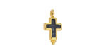 24K Gold (plated) Charcoal Pearl Enamel Cross Focal 9x17mm