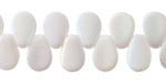 Czech Glass Matte White AB Flat Teardrop 8x11mm
