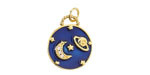 Cobalt Shimmer Enamel w/ Gold Finish Moon & Saturn Focal 15x18.5mm