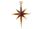 24K Gold (plated) w/ Cherry Red Glitter in Resin Bethlehem Star Pendant 21x30mm