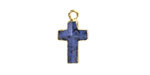 Dumortierite Faceted Cross Focal w/ Gold Finish 10x15mm