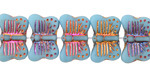 Czech Glass Matte Alice Blue w/ Rainbow Metallic Butterfly 16x11mm