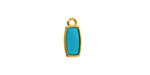 24K Gold (Plated) Transparent Turquoise Resin Rectangle Focal 6x13mm