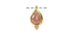 Strawberry Quartz w/ Gold Finish Faceted Teardrop Focal 10x12mm