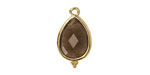 Smoky Quartz w/ Gold Finish Faceted Teardrop Focal 12x21mm