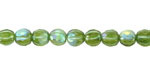Czech Glass Matte Peridot AB w/ Metallic Green Faceted Melon Round 6mm