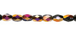 Czech Glass Jet w/ Metallic Rainbow Fire Polished Faceted Rice 7x5mm