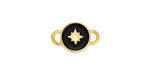 24K Gold (plated) Jet & White Enamel North Star Round Focal Link 16x10mm
