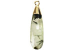 Prehnite Faceted Puff Teardrop Focal w/ Gold Finish 9x28mm