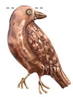 Patricia Healey Antiqued Copper & Brass Raven Pendant 34x60mm