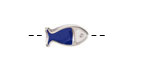 Antique Silver(plated) White & Cobalt Enamel Fish Bead 15x7mm