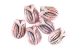 Czech Glass Matte Peppermint Twist w/ Metallic Rainbow Tulip 16x12mm