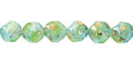 Czech Glass Peruvian Blue Opal w/ Antique Gold Flecks Chandelier Cut 8mm