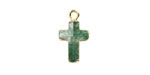 Green Strawberry Quartz Faceted Cross Focal w/ Gold Finish 10x15mm