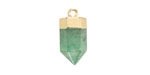 Green Strawberry Quartz Point w/ Gold Finish 8x16mm
