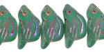 Czech Glass Matte Emerald w/ Metallic Rainbow Bird 11x22mm