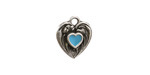 TierraCast Antique Silver (plated) Light Sky Blue Enamel Heart in Heart Shaped Focal 12.5x14mm