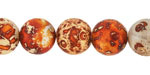 Tibetan (Dzi) Agate Matte Rust & White Molten Pattern Round 12mm