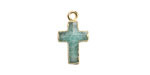 Brazilian Amazonite Faceted Cross Focal w/ Gold Finish 10x15mm