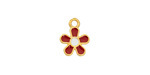 24K Gold (plated) Red/White Enamel Daisy Focal 10.5x13.5mm