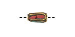 Nepalese Brass w/ Turquoise & Coral Mosaic Drop Bead 13x7mm