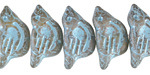 Czech Glass Matte Storm Cloud w/ Turquoise Wash Bird 11x22mm