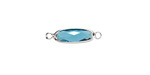 Pacific Blue Crystal Elongated Oval Link in Silver Finish Bezel 22x6mm