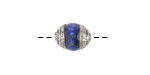 Nepalese Lapis & White Brass Bead 12-14x10mm