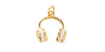 White Enamel w/ Gold Finish Headphones Charm 14x16mm
