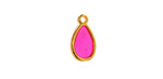 24K Gold (Plated) Transparent Paradise Pink Resin Drop Focal 8x15mm