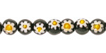 Millefiori Glass Black w/ White Daisy Round 8mm