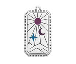 Antique Silver (plated) Colorful Enamel Tarot Card Focal 18x33mm