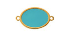 24K Gold (Plated) Aqua Enamel Oval Focal Link 27x16mm