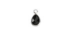 Jet Crystal Teardrop in Silver Finish Bezel 6.5x11.8mm