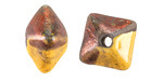 Mykonos Ceramic Raku Metallic Harvest Octahedron Bead 13x15mm