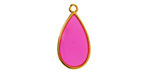 24K Gold (Plated) Transparent Paradise Pink Resin Drop Focal 13x23mm