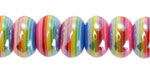 Candy Rainbow Banded Resin Large-Hole Rondelle 8x14mm