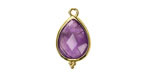Amethyst w/ Gold Finish Faceted Teardrop Focal 12x21mm