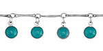 Zola Elements Silver Finish Bar Chain w/ Enamel Turquoise Coin Charm