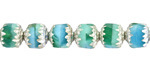 Czech Glass Aquamarine Waters AB w/ Antique Silver Lantern 8mm